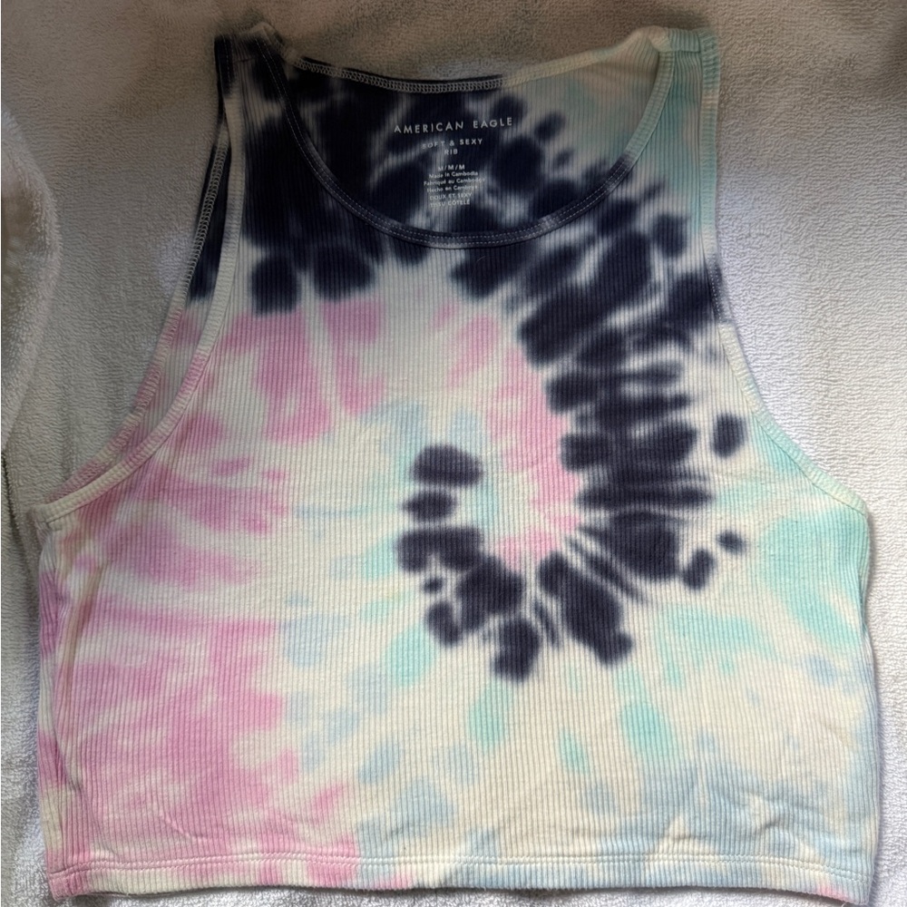 American Eagle Tye Dye Cropped Tank Top Medium